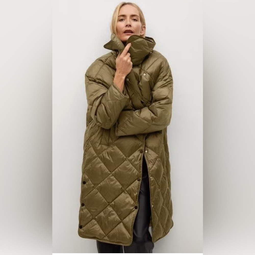 Mango Olive Quilted Women's Coat brand new with tags